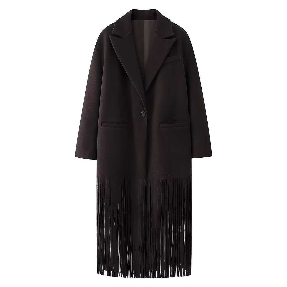 Women's Loose Lapels Tassel Long Woolen Outerwear Coats