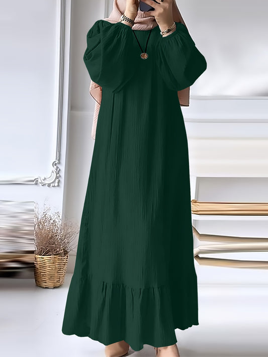 Women's Wear Robe Fashion Puff Sleeve Vintage Pocket Dresses