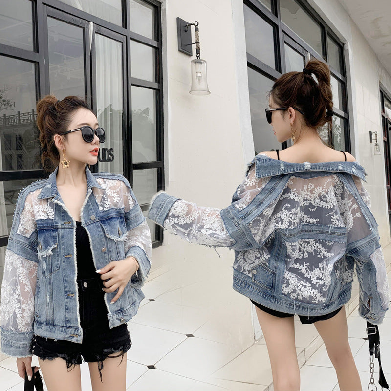 Women's Loose Sun Protection Mesh Embroidered Lace Coats