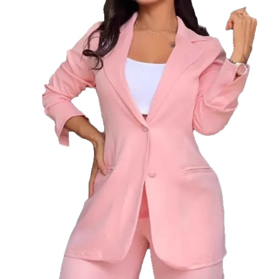 Women's Summer Elegant Pure Color Split Sleeve Suits