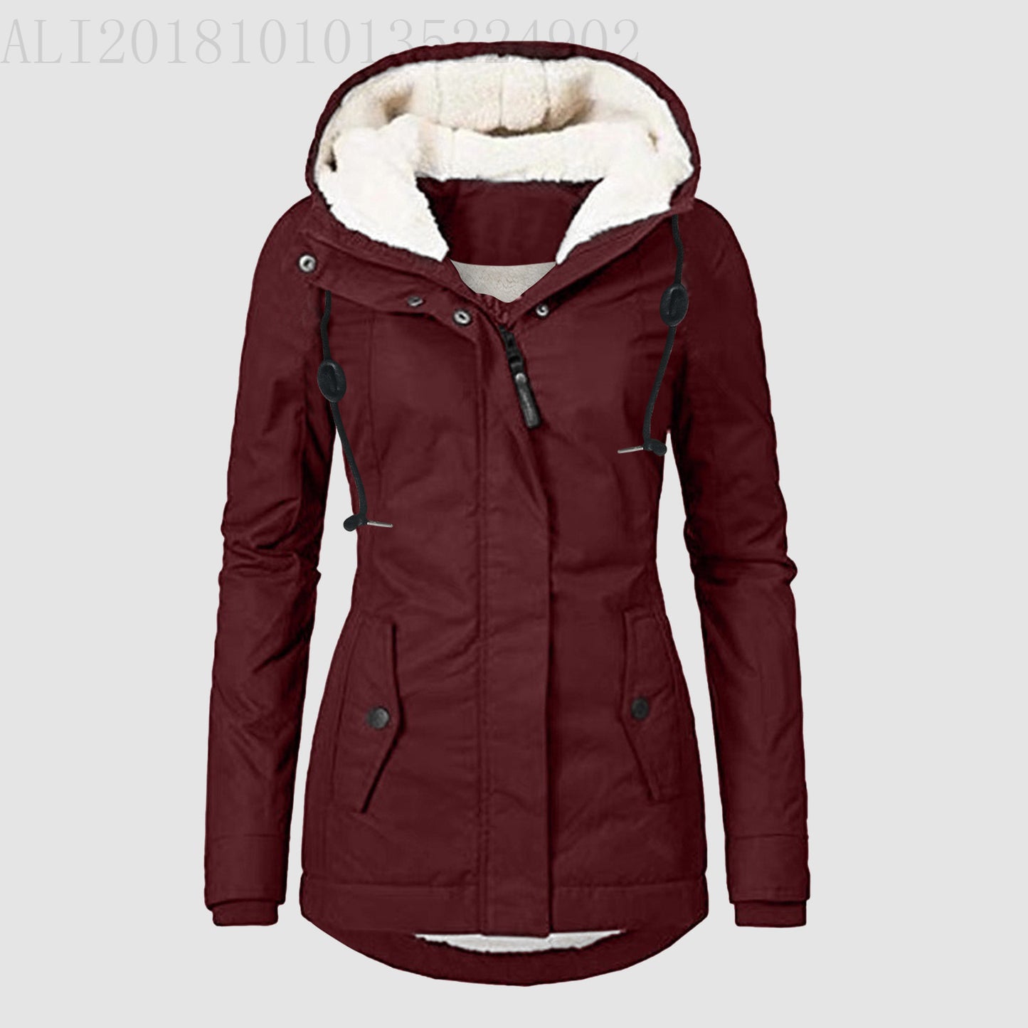 Women's Common Style Hooded Long-sleeved Zipper Pocket Coats