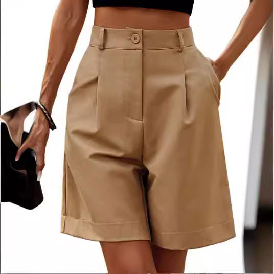 Women's Elastic Waist Wide Leg Knee-length Summer Shorts