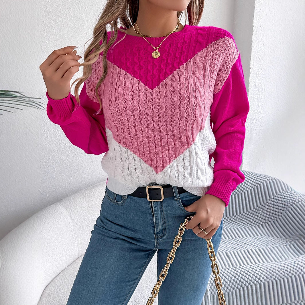 Women's Wind Casual Multicolor Twist Lantern Sleeve Sweater