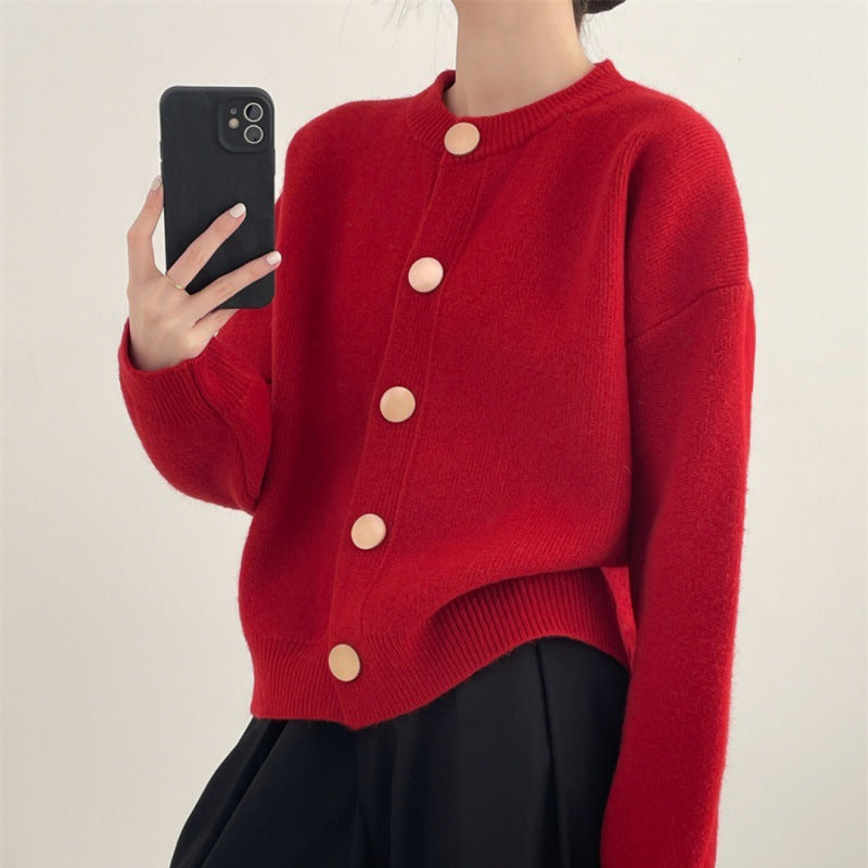 Women's Solid Color Knitted Idle Style Loose Sweater