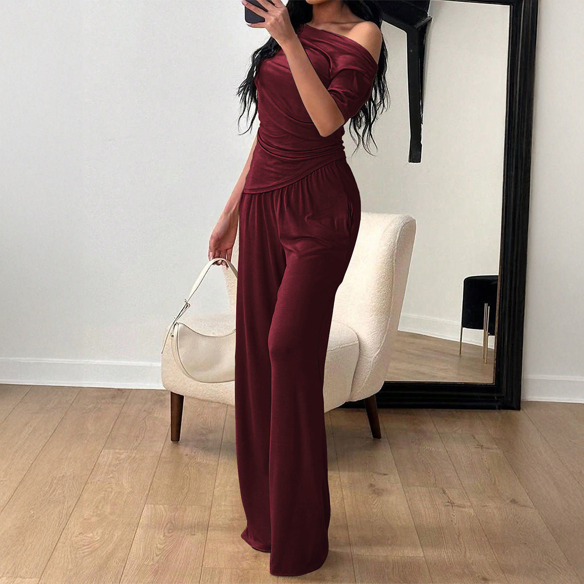 Women's Simple Elegant Summer Wind Sleeve Trousers Suits
