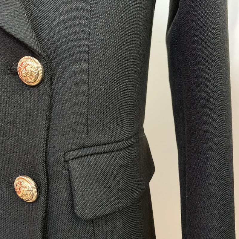 Double Breasted Lion Button Back Middle Zipper Slim Dresses