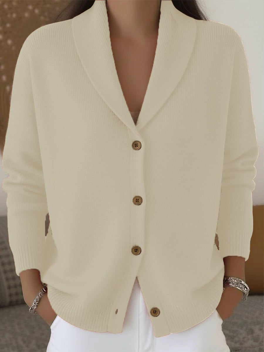 Women's Lazy Style Lapel Button Solid Color Long Cardigans