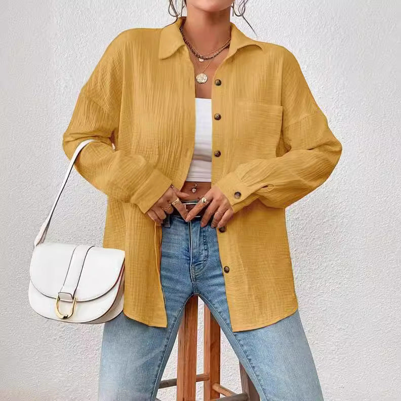 Women's Autumn Shirt Drop Shoulder Batwing Long Blouses