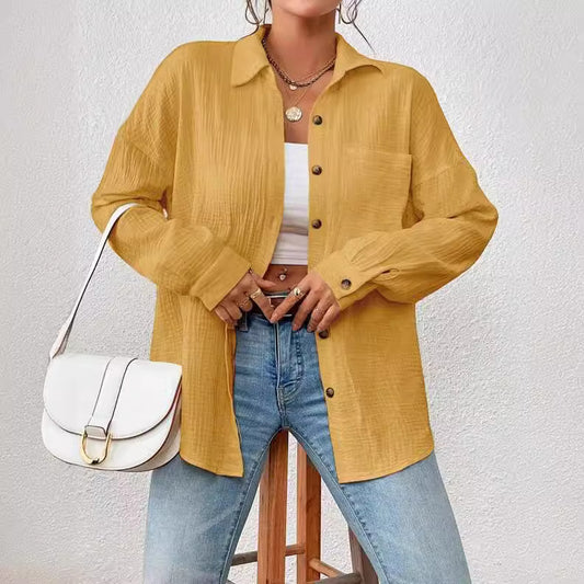 Women's Autumn Shirt Drop Shoulder Batwing Long Blouses