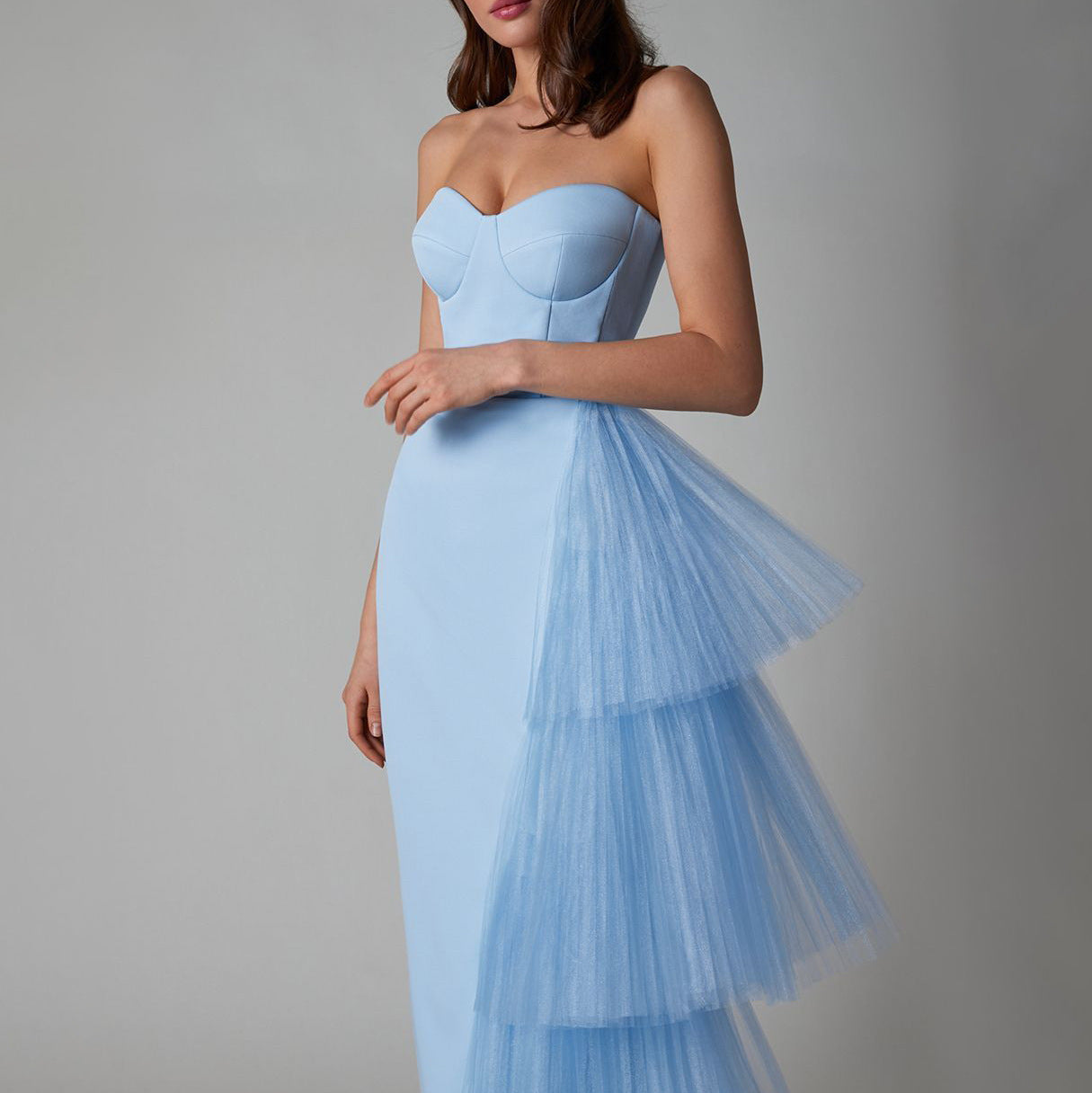 Women's Summer Dinner Formal Dress High Elastic Pleated Mesh Dresses