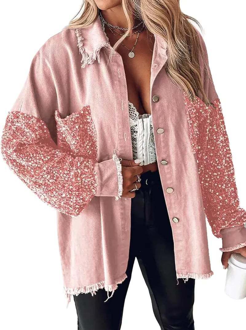 Women's Sequin Stitching Casual Fashion Elegant Shirt Jackets