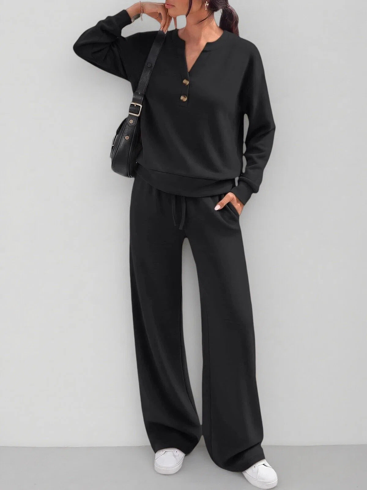 Women's Loose-fitting Long Sleeves Sports Two-piece Fashion Casual Suit
