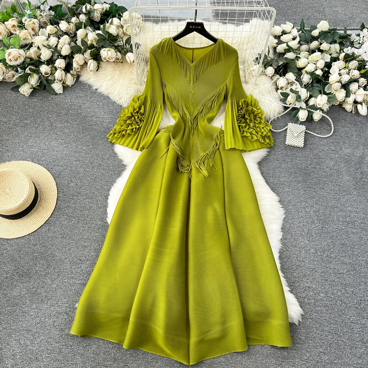Women's Palace Dress Design Tassel Long Pleated Dresses