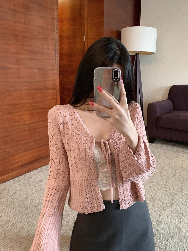 Women's Simple Style Solid Color Hollow Spring Collar Tops