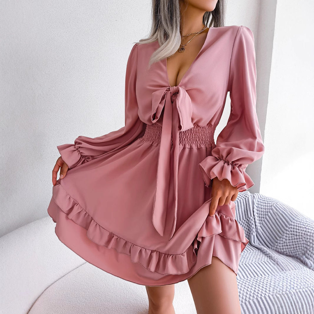 Women's Casual Lace Up Wooden Ear Swing Clothing