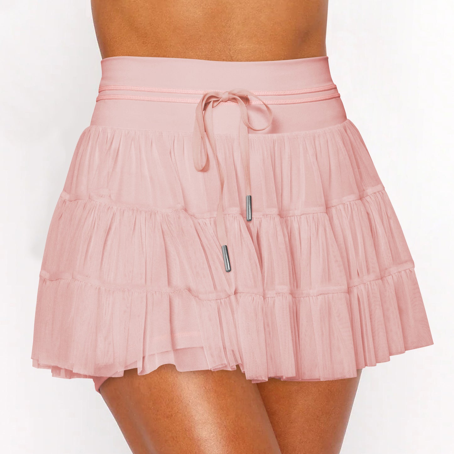 Safety Lace Up Mesh Pleated Summer Skirts