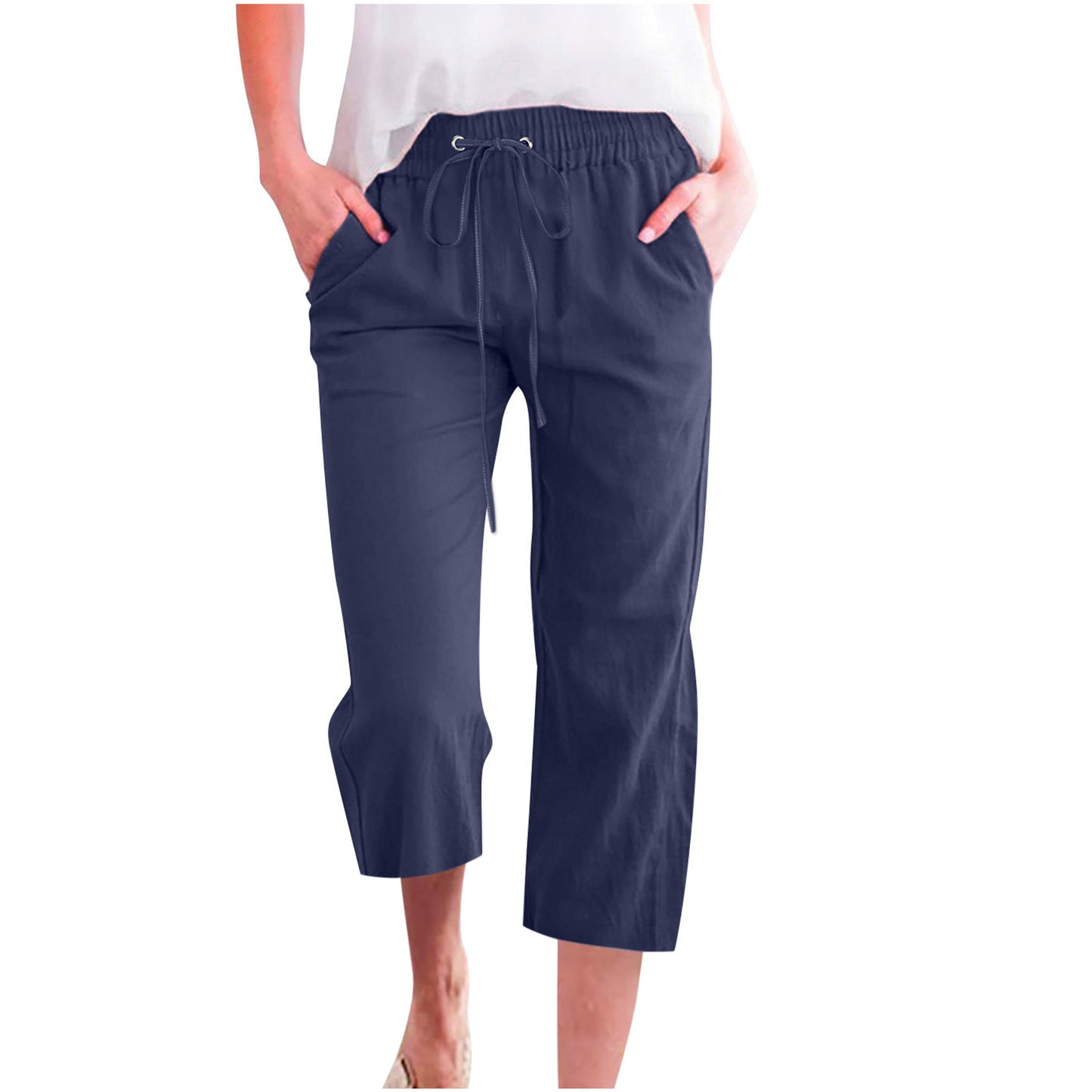 Women's Cotton Linen Casual Loose Straight Pocket Pants