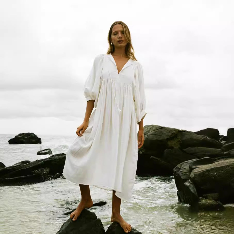 Women's Long Lantern Sleeve Casual Sweet Fresh Dresses