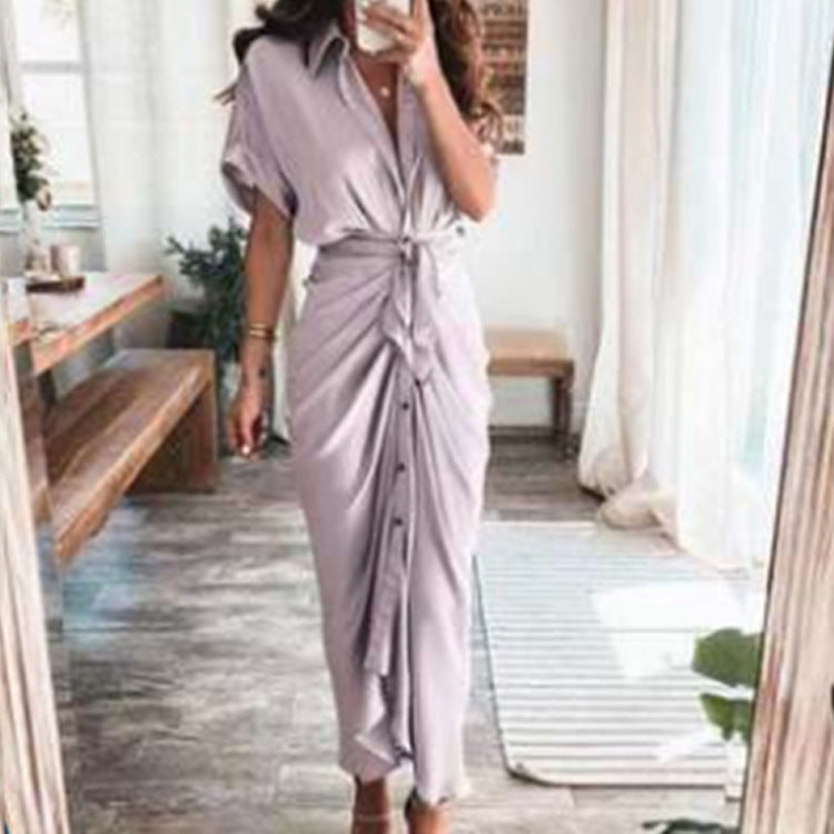 Women's Spring Sexy Print Pleated Irregular Dress Dresses