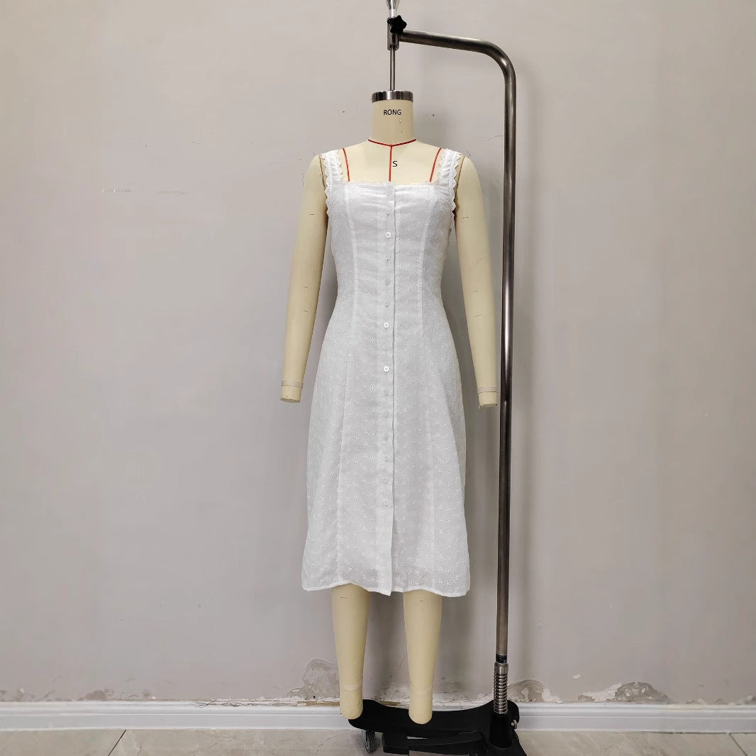 Summer High-grade Backless Shoulder Strap Lace Dresses