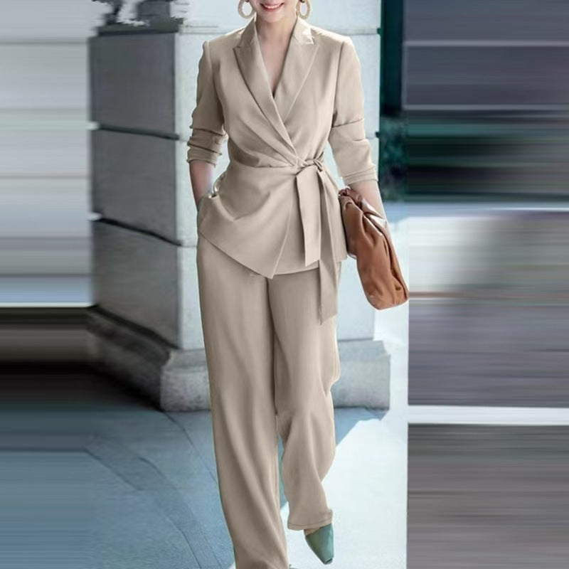 Women's Autumn Elegant Solid Color Two-piece Fashion Casual Suit