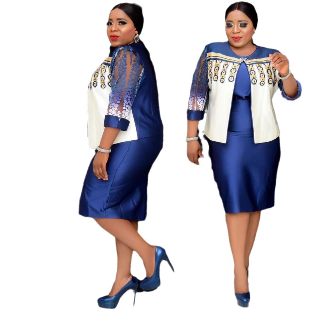 Large Dress Small Print Splicing Two-piece Dresses