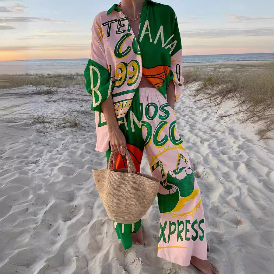 Attractive Fashion Printed Casual Vacation Style Suits