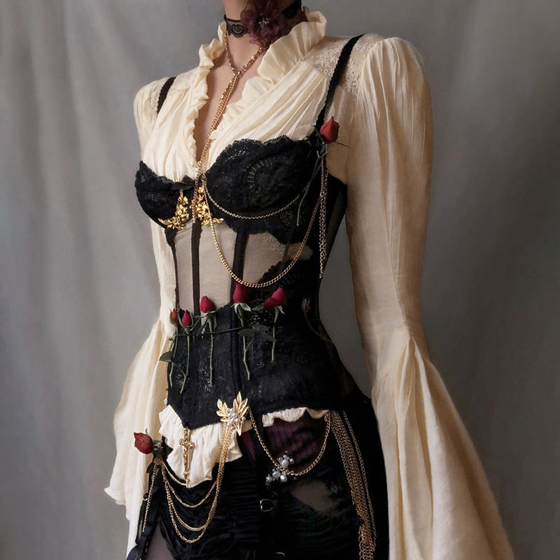 Women's Dark Court Style Long-sleeved Shirt Gothic Blouses