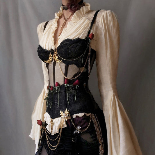 Women's Dark Court Style Long-sleeved Shirt Gothic Blouses