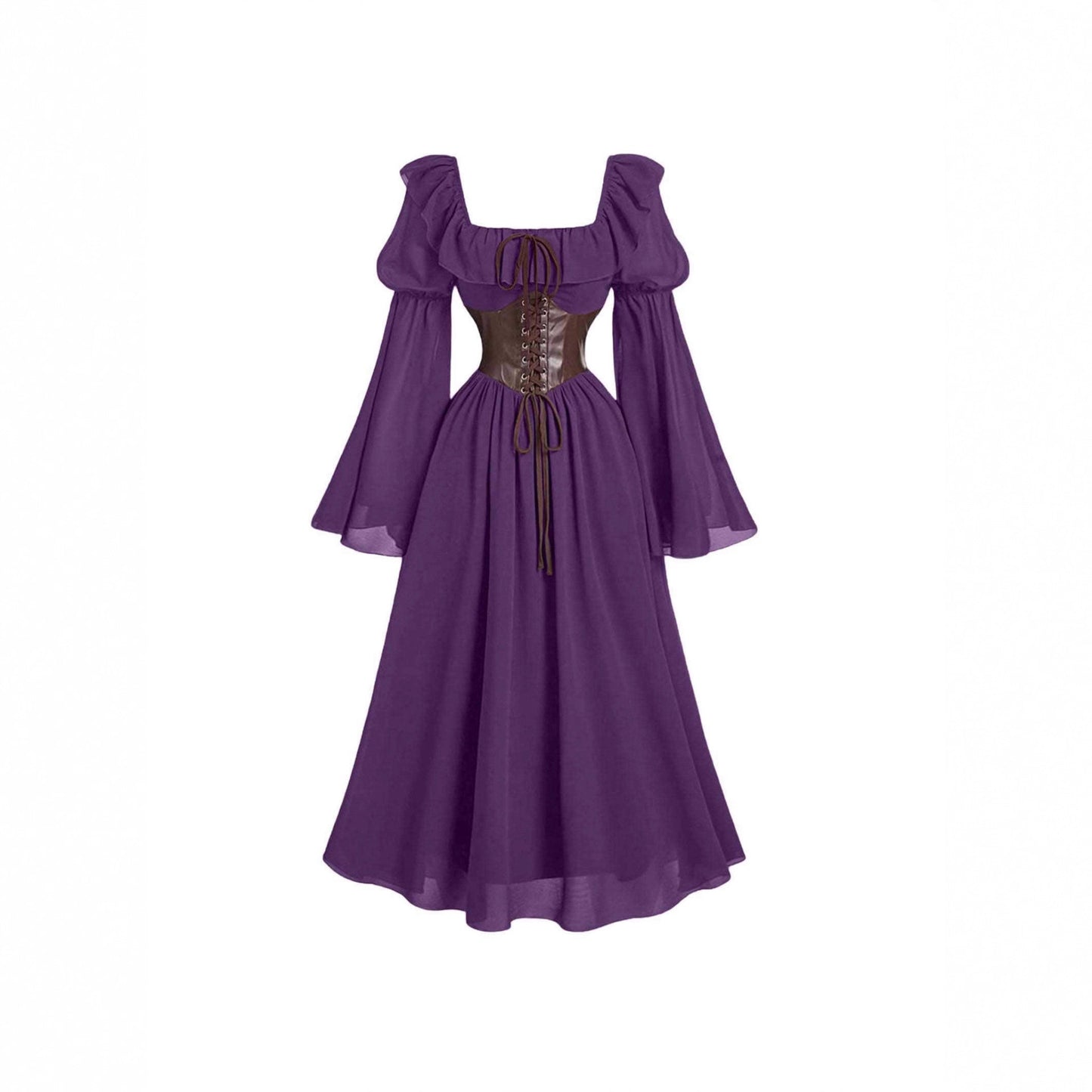 Women's Dress Flared Sleeve Waist Square Collar Dresses