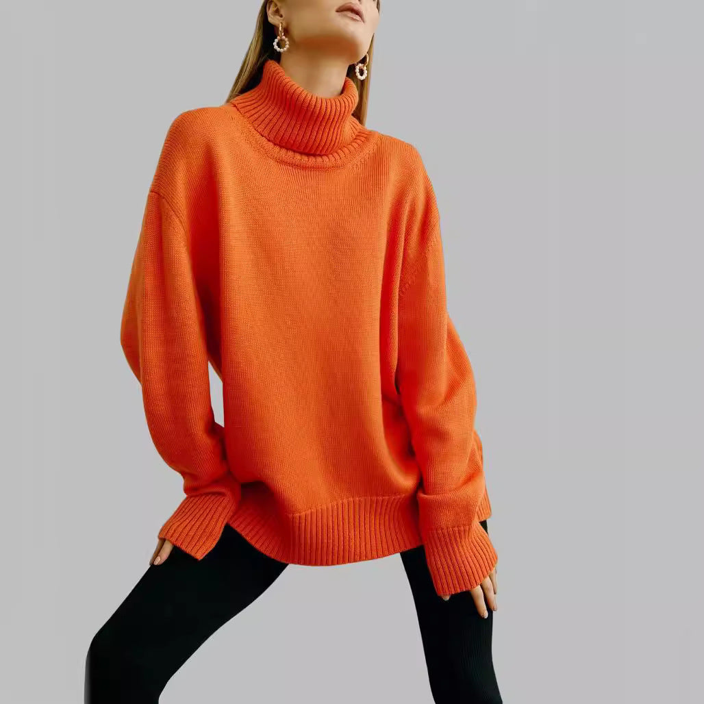 Women's Solid Color Turtleneck Loose Versatile Classic Sweaters