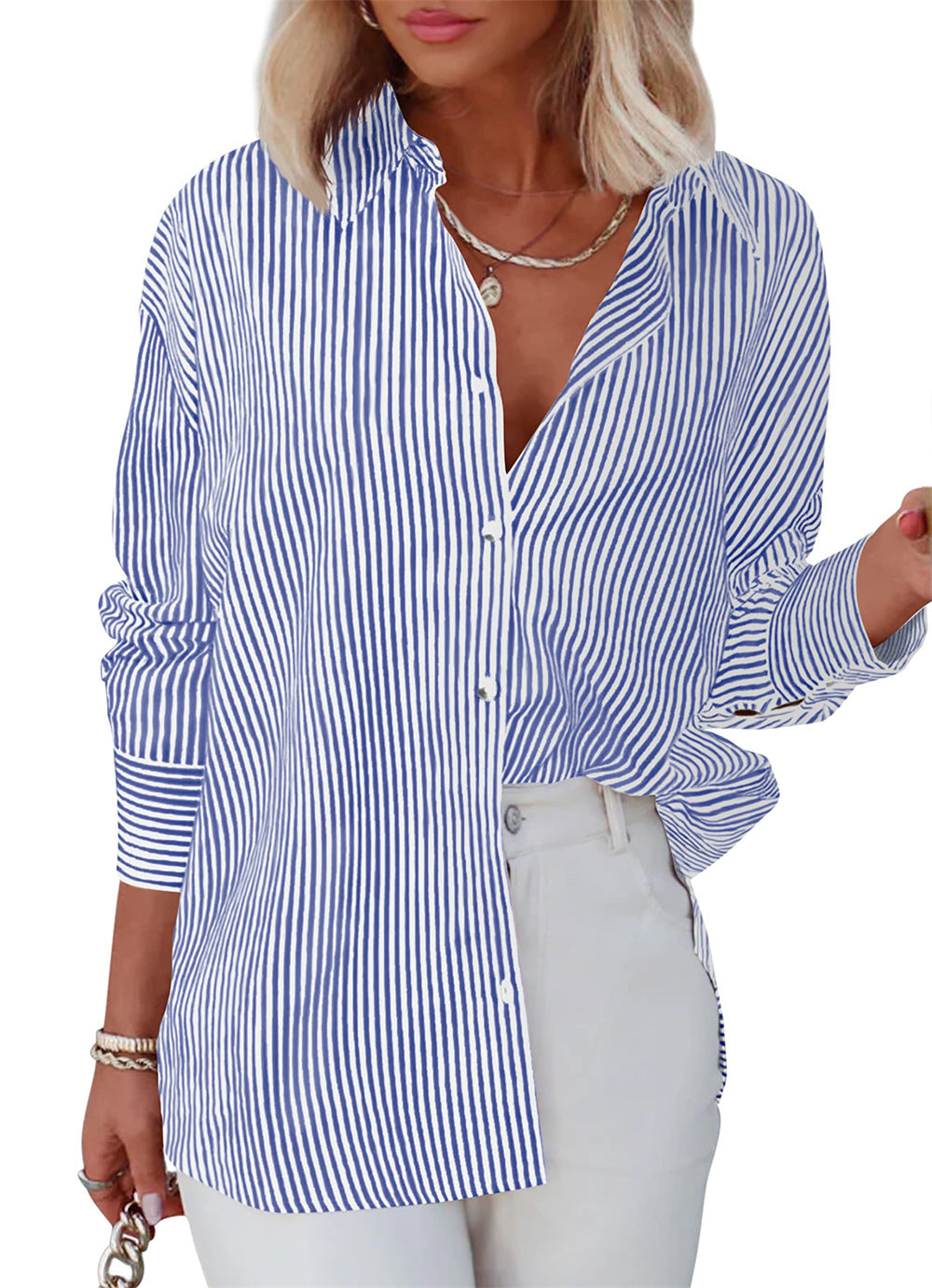 Women's Button Shirt Classic Long Sleeve Fashion Collar Blouses