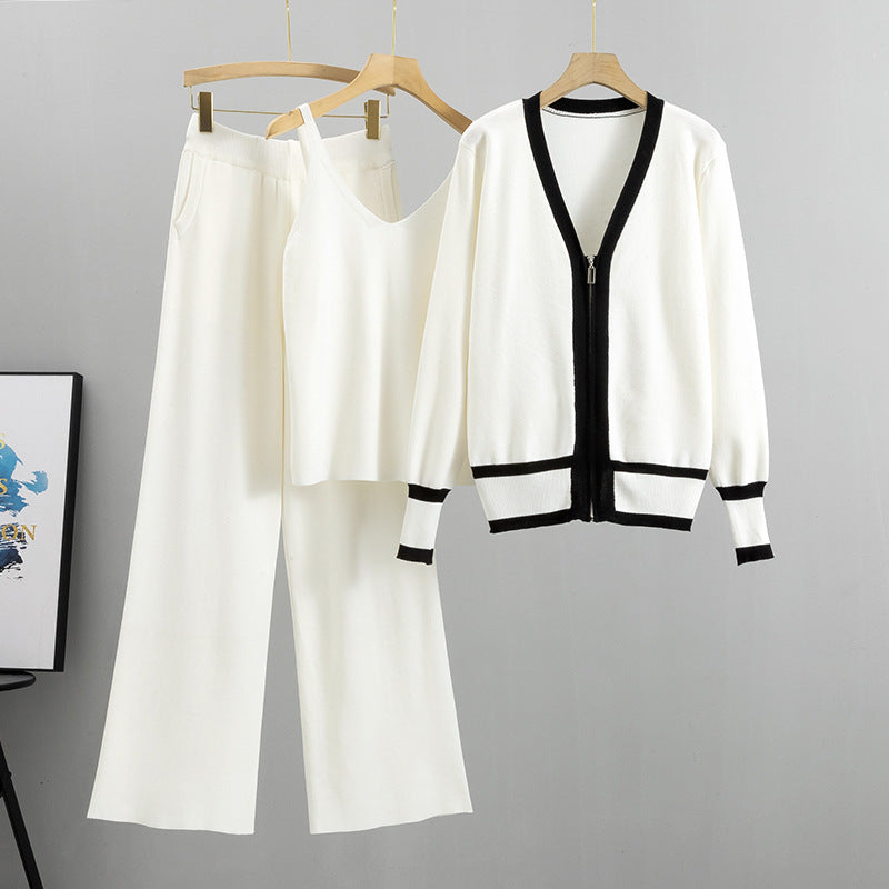 Women's Knitted Sling Three-piece European Goods Tide Fashion Casual Suit
