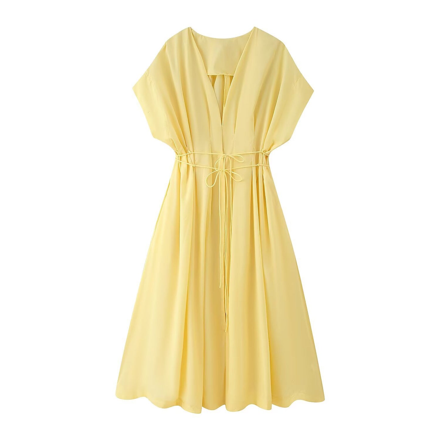 Women's Summer Pleated Draping Sleeve Midi Long Dresses