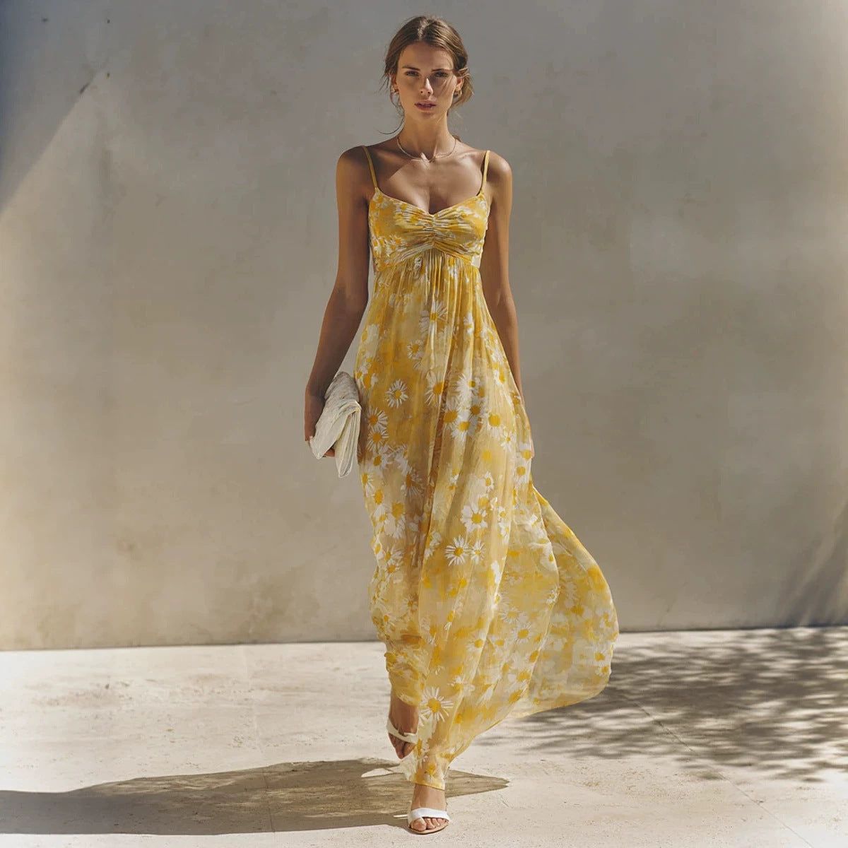 Summer Fashion Printing Slip Vacation Seaside Dress
