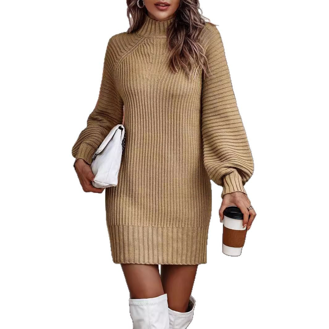 Graceful Innovative Women's Turtleneck Long Sleeve Dress