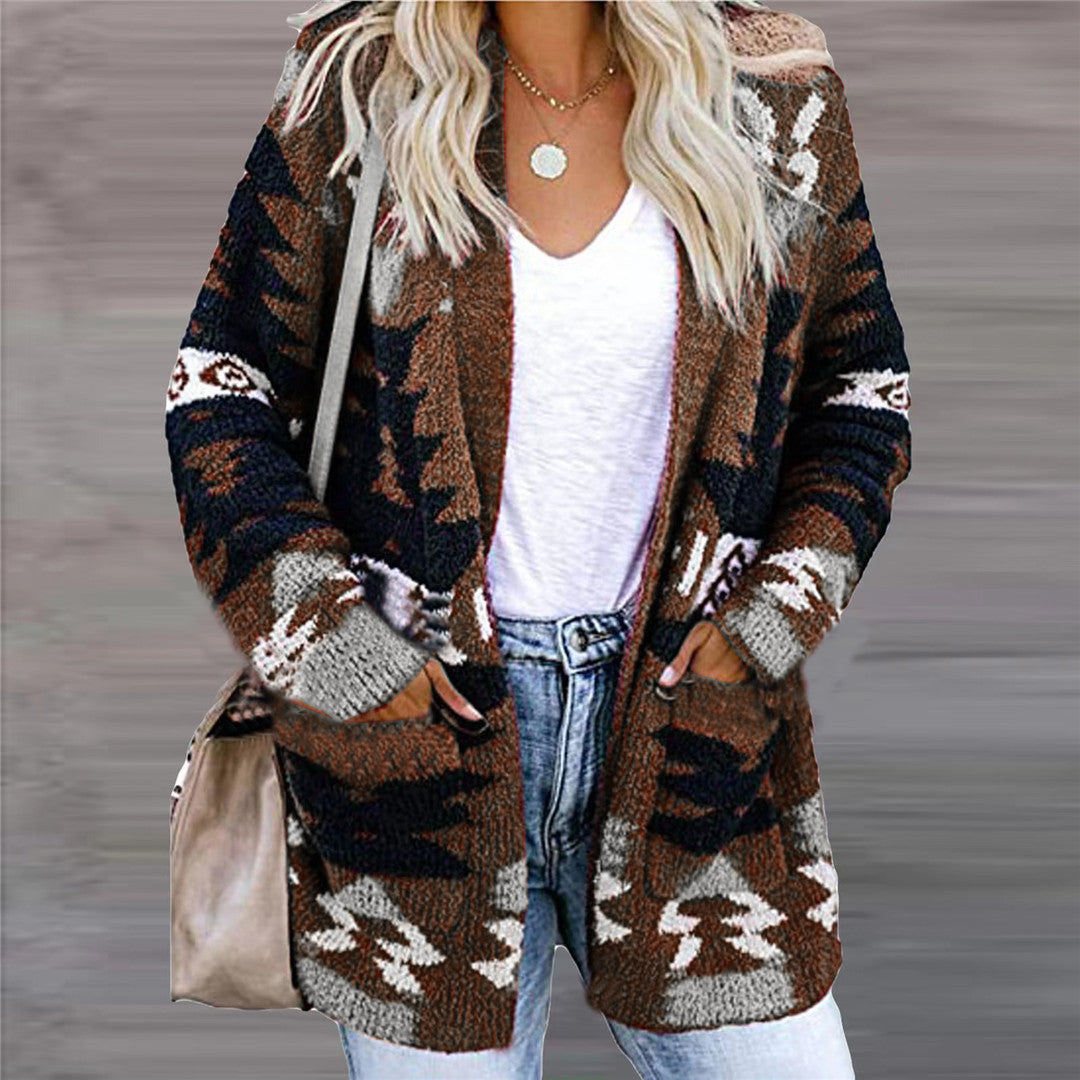 Women's Loose Halloween Christmas Style Printed Knitted Long Women's Sweater