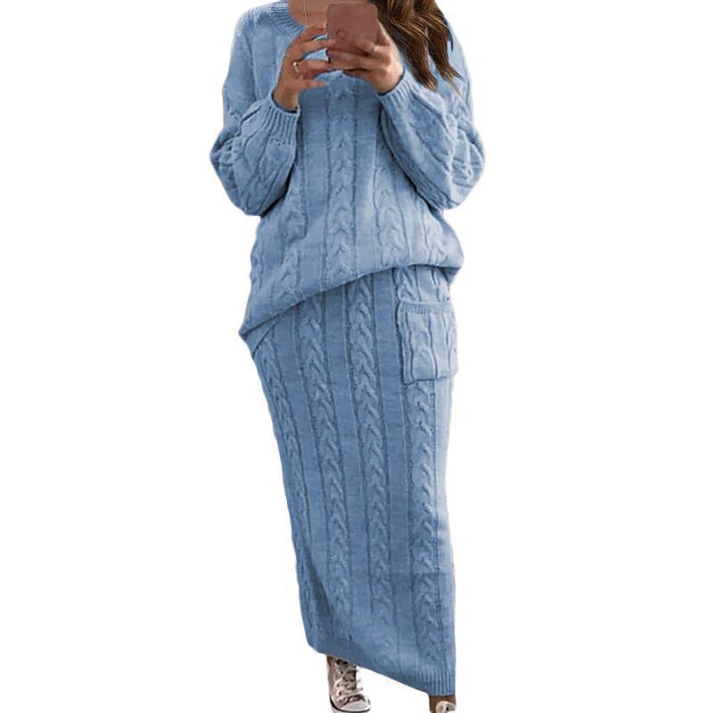 Women's Fashion Twist Stitch Set Dress Sweaters