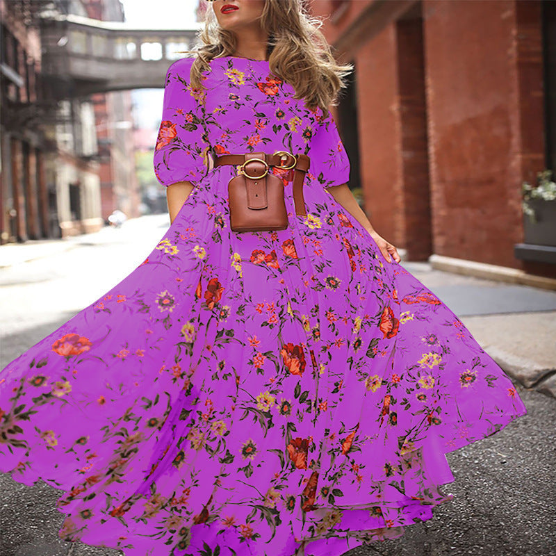 Casual New Elegant Bohemian Printed Chiffon Dress