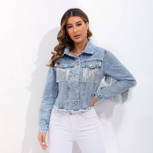 Women's Beautiful Elegant Denim Tassel Patchwork Plus Size