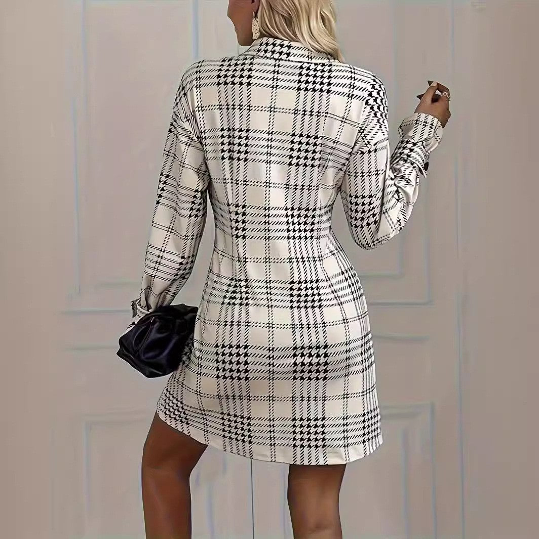 Autumn High-grade French Retro Digital Printed Dress