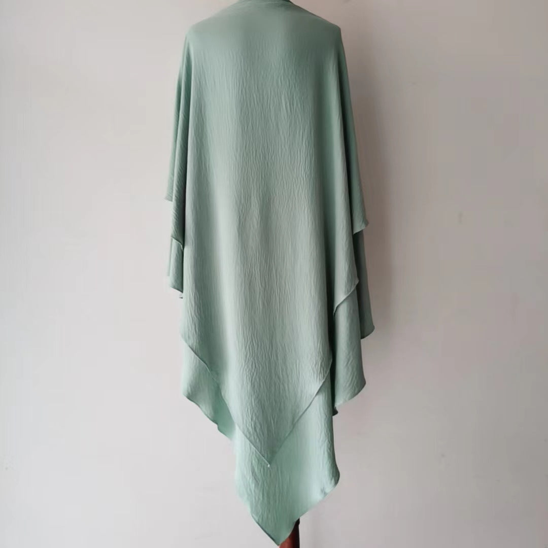 Classic Wave Pattern Shawl Scarf Splicing Dress