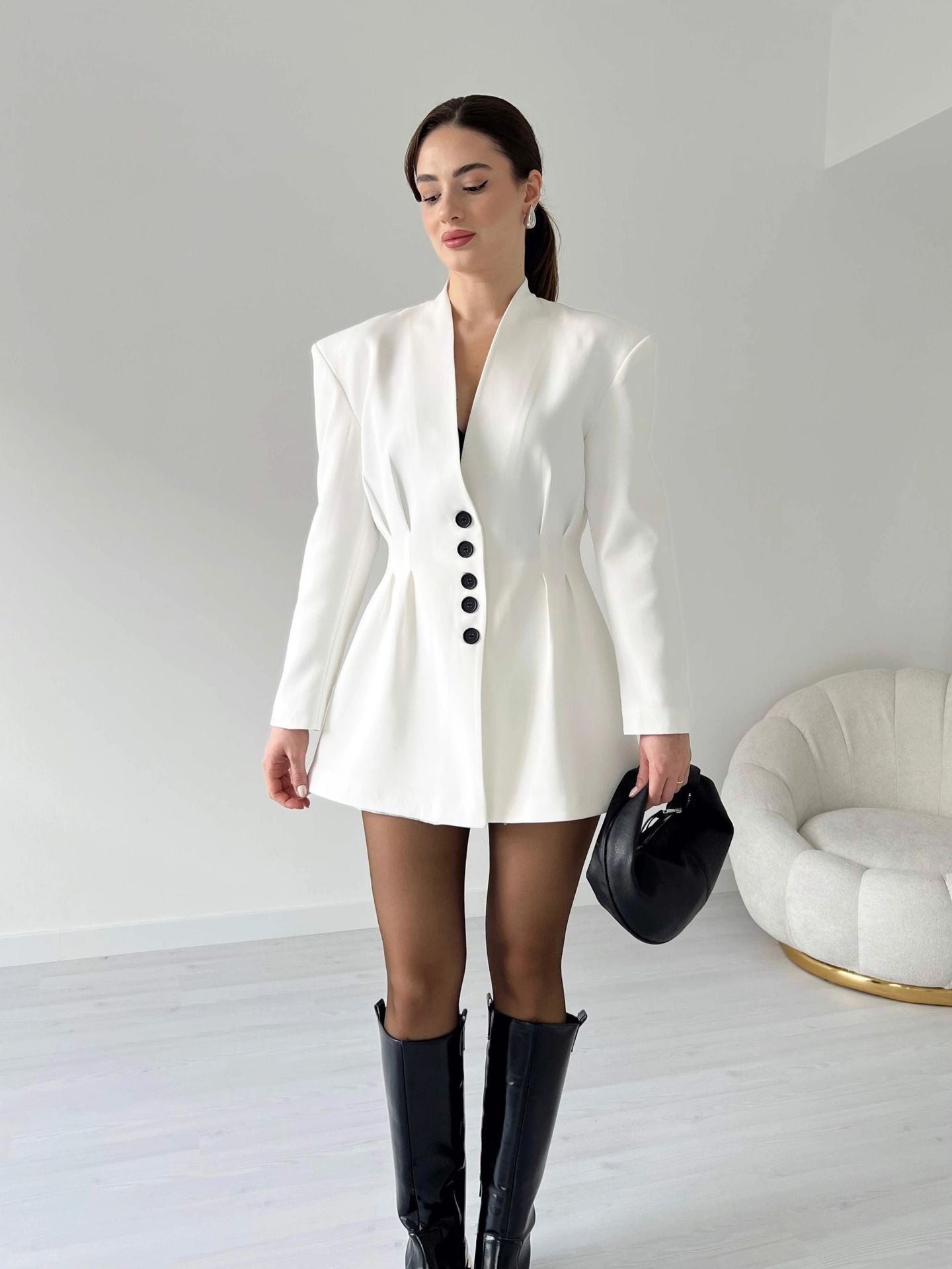 Women's Spring Solid Color Sleeve Button Outfit Suits