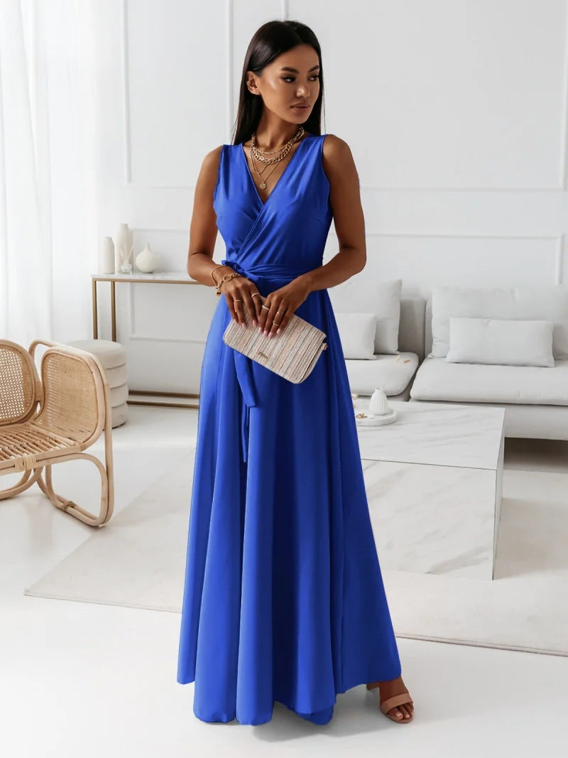 Graceful Slouchy Women's Solid Color Formal Dress