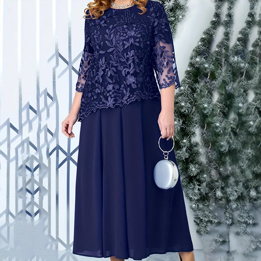 Women's Festival Dress Stitching Embroidered Lace Slim Dresses