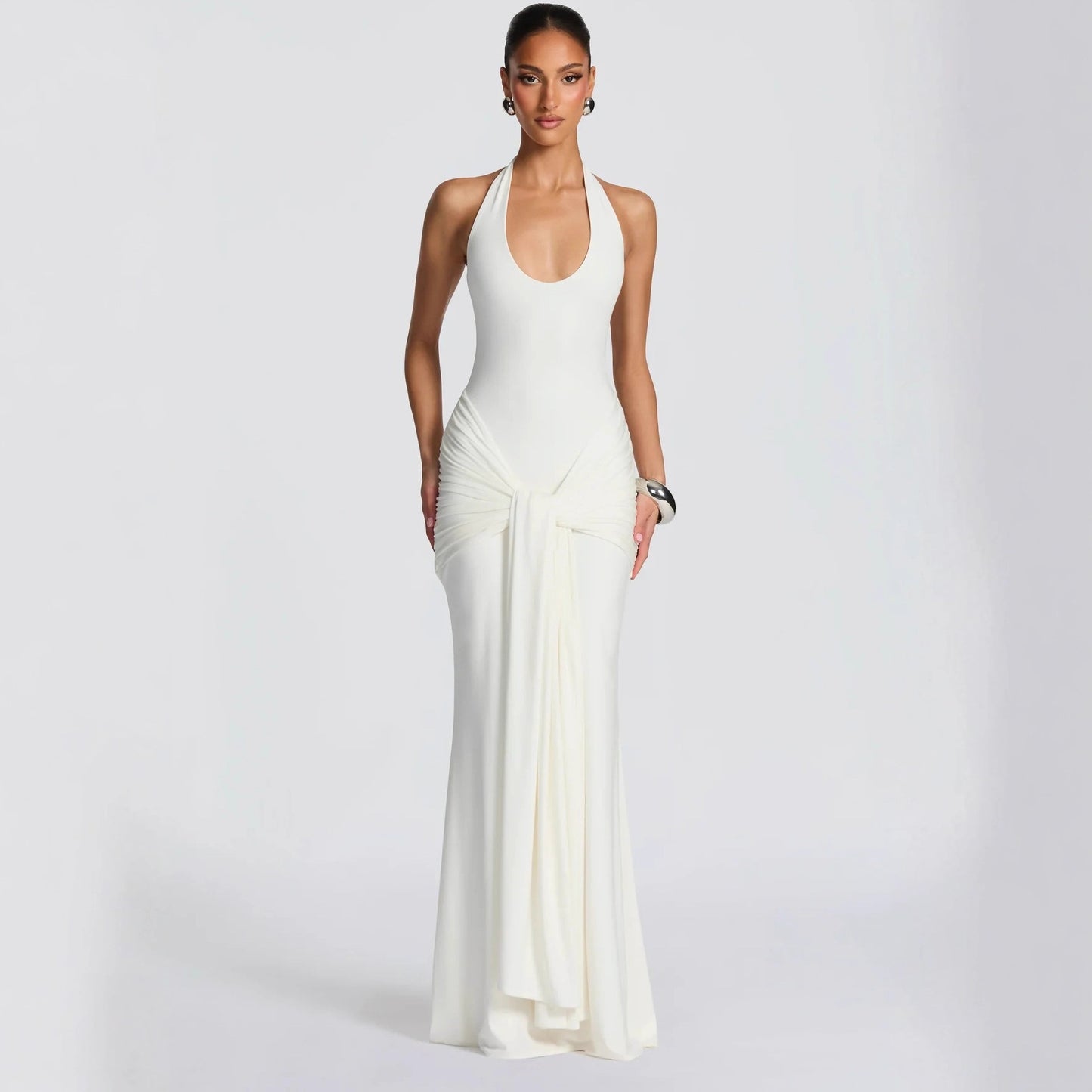 Women's Solid Color Sleeveless Waist Ribbon For Dress