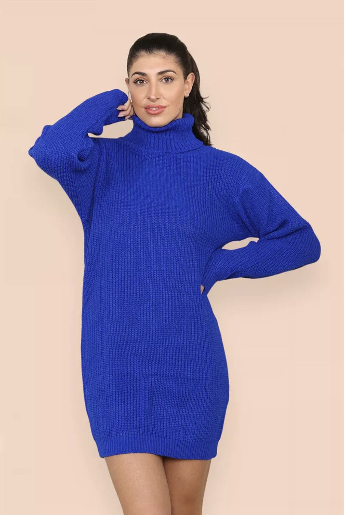 Women's Polo Collar Solid Color Loose Pullover Mid-length Women's Sweater
