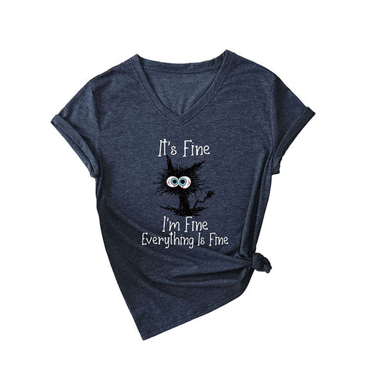 Women's Casual Versatile Fun Sleeve T-shirt Base Blouses