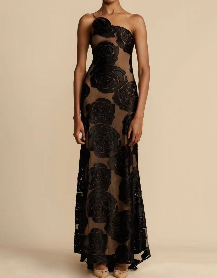 Women's Black Slip Dress Sexy Backless Long Dresses
