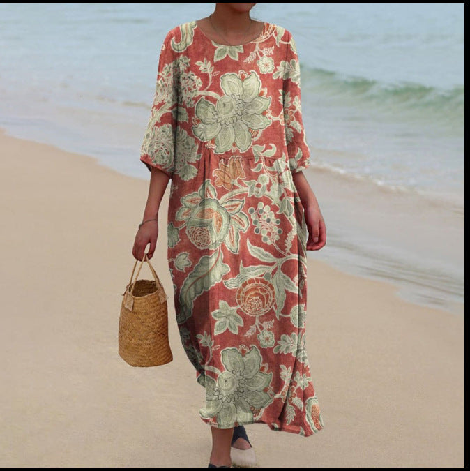 Women's Summer Long Printed Casual Fashion Ladies Dresses